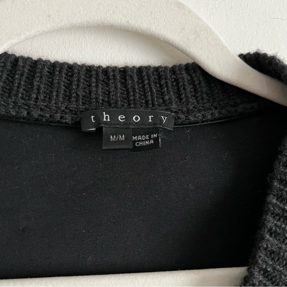 Theory Zip Up Wool and Leather Lambskin Sweater - Picture 4 of 9